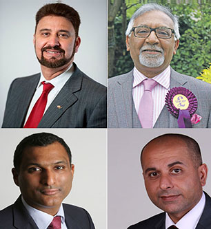 Labour Councillor, Afzal Khan (top left) and UKIP's Amjad Bashir (top right) join incumbent Conservatives (left) Dr Syed Kamall and Sajjad Karim